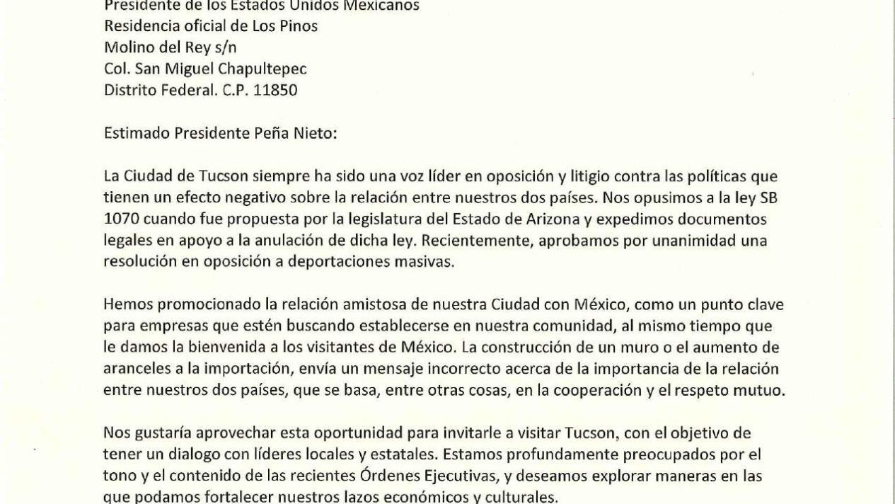 Letter to Pena Nieto (Spanish)